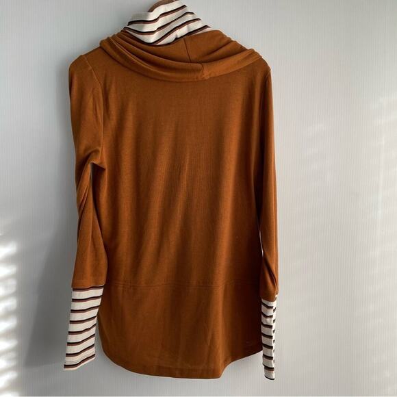 🆕 The Nines ginger and spice striped cowl neck top long sleeve NWT size small - Picture 7 of 9